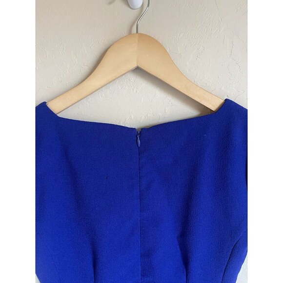 Nanette Lepore Size 2 Square Neck Cobalt Blue Short Sleeve Dress Lined Career - Picture 8 of 8